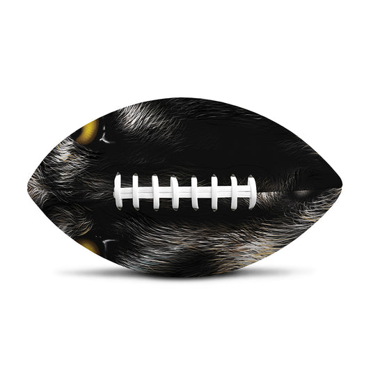 Black Wolf Portrait Print Rugby Ball