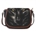 Black Wolf Portrait Print Saddle Bag
