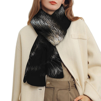 Black Wolf Portrait Print Scarf