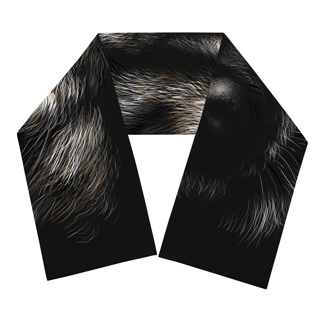 Black Wolf Portrait Print Scarf