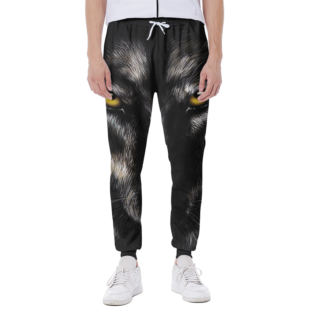 Black Wolf Portrait Print Scuba Joggers