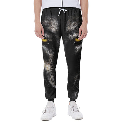 Black Wolf Portrait Print Scuba Joggers