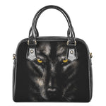Black Wolf Portrait Print Shoulder Handbag