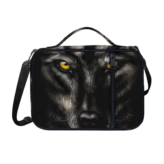 Black Wolf Portrait Print Shoulder Strap Bible Bag