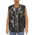 Black Wolf Portrait Print Sleeveless Baseball Jersey