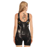 Black Wolf Portrait Print Sleeveless One Piece Swimsuit