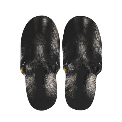 Black Wolf Portrait Print Slippers