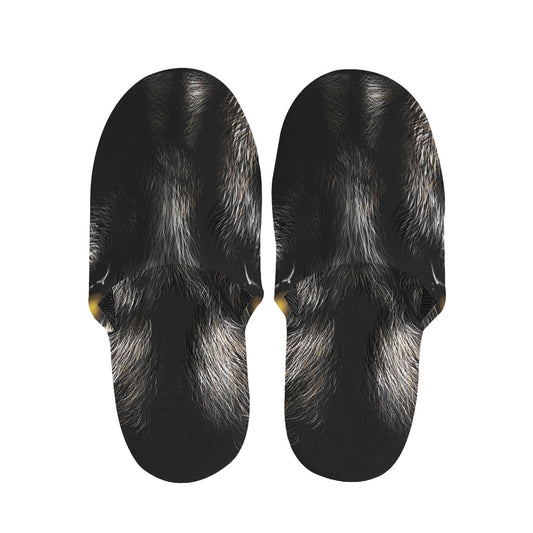 Black Wolf Portrait Print Slippers