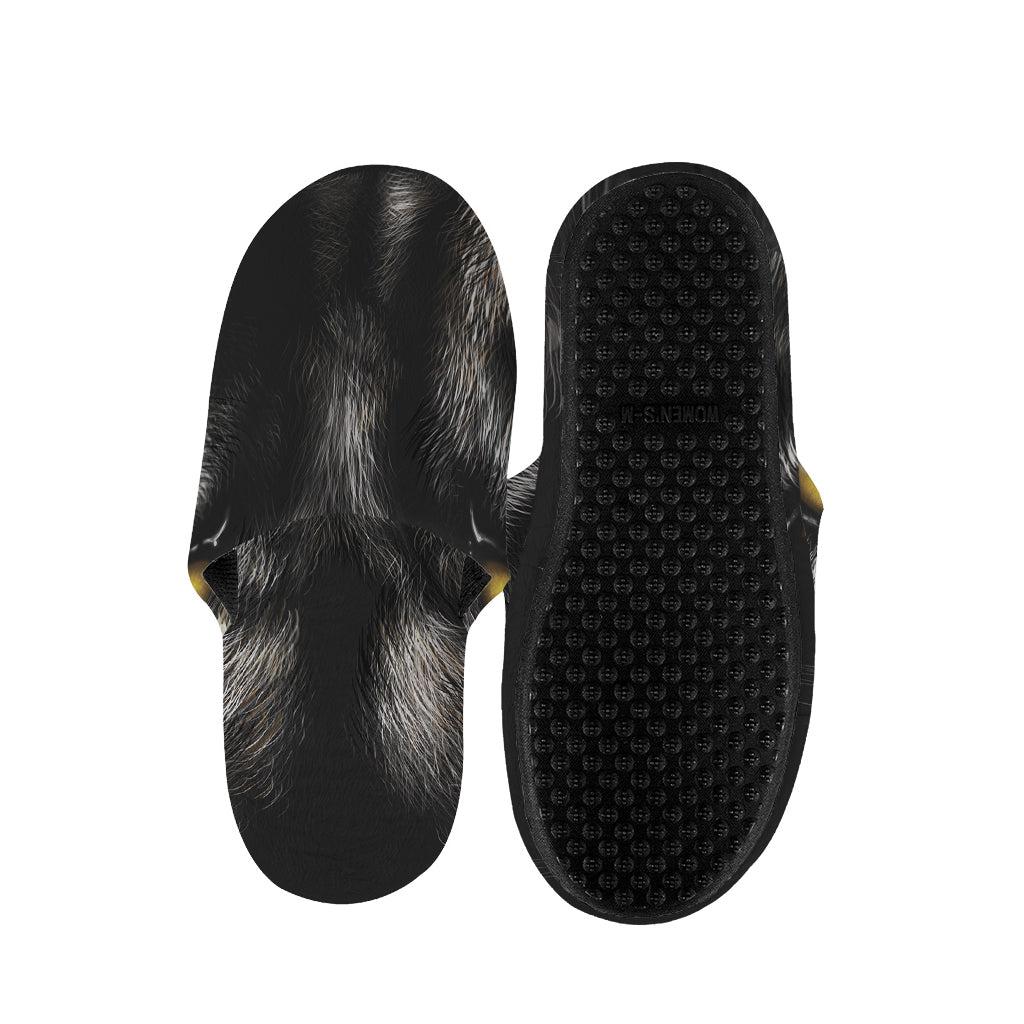 Black Wolf Portrait Print Slippers