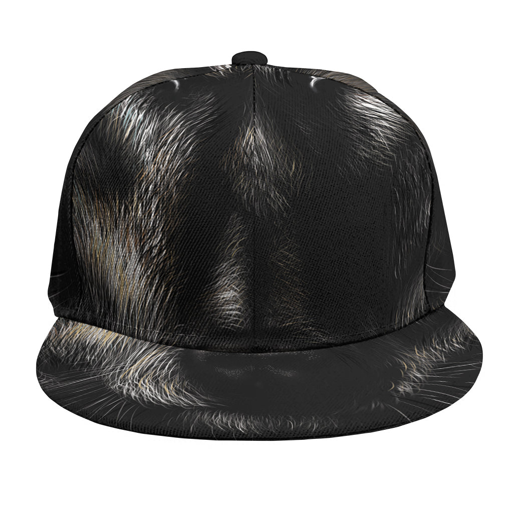 Black Wolf Portrait Print Snapback Cap