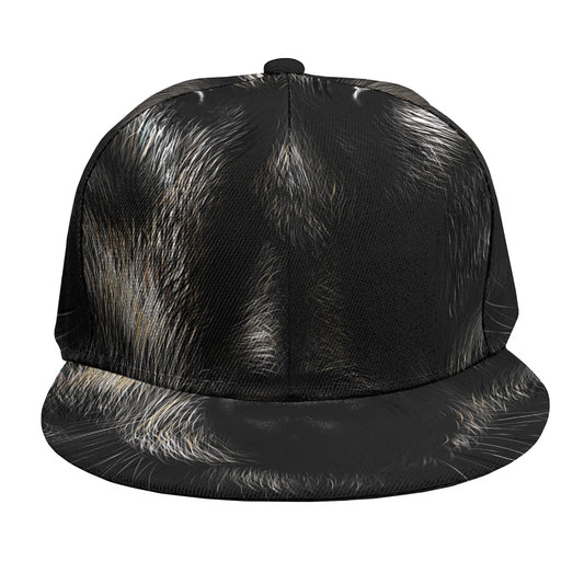 Black Wolf Portrait Print Snapback Cap