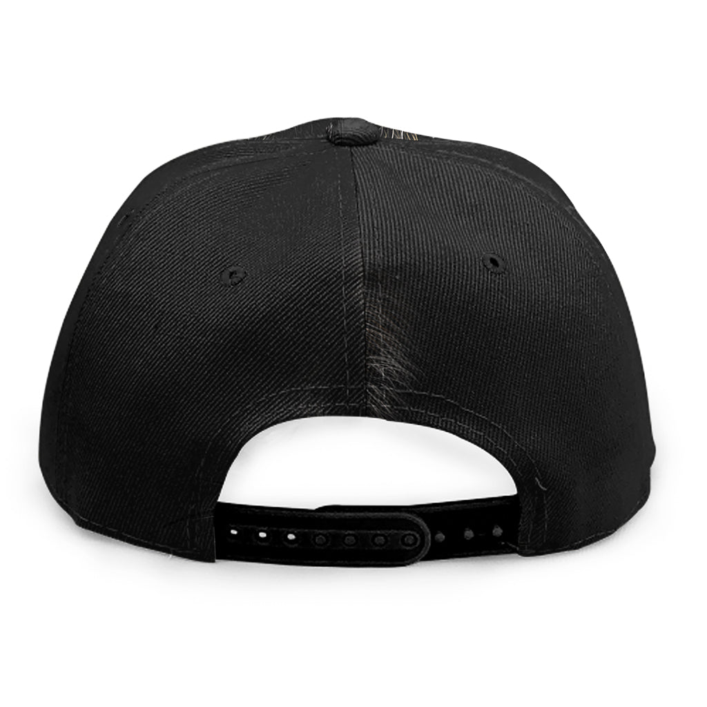 Black Wolf Portrait Print Snapback Cap