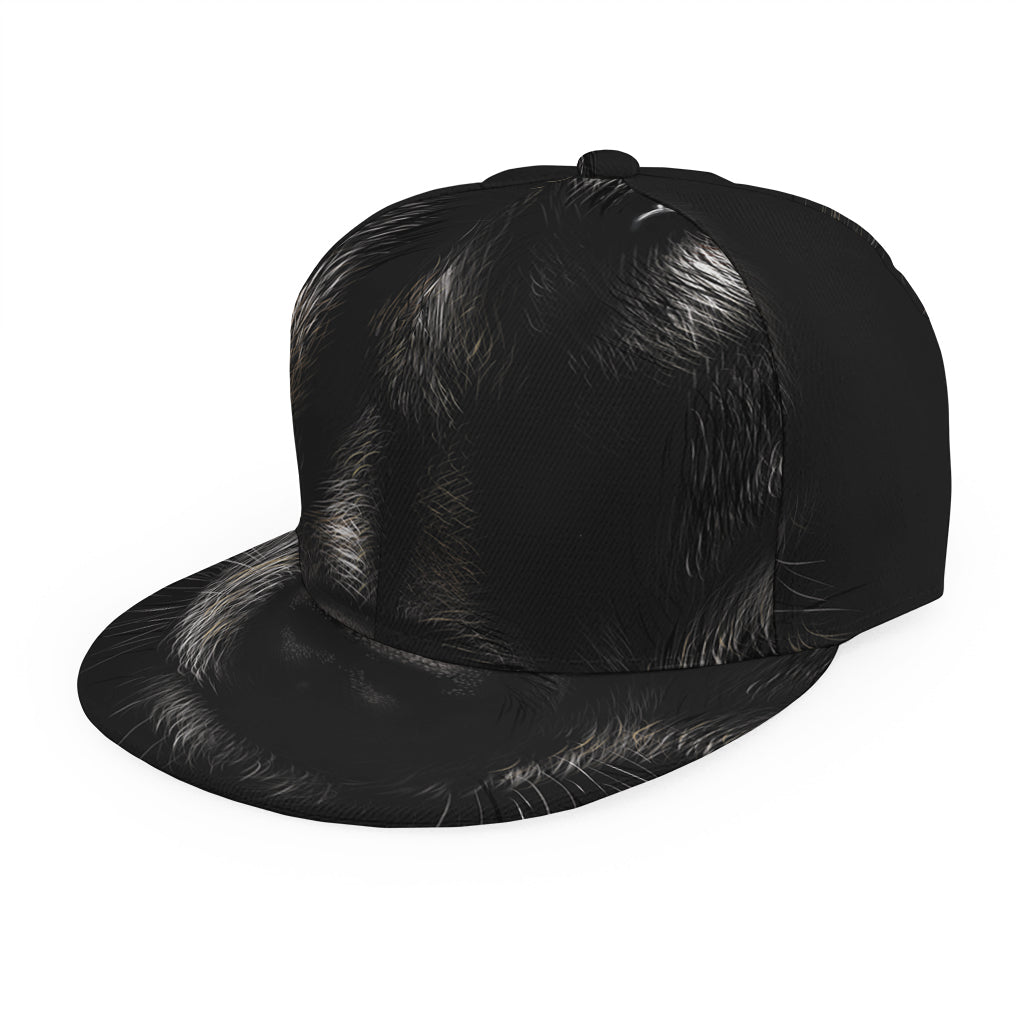 Black Wolf Portrait Print Snapback Cap