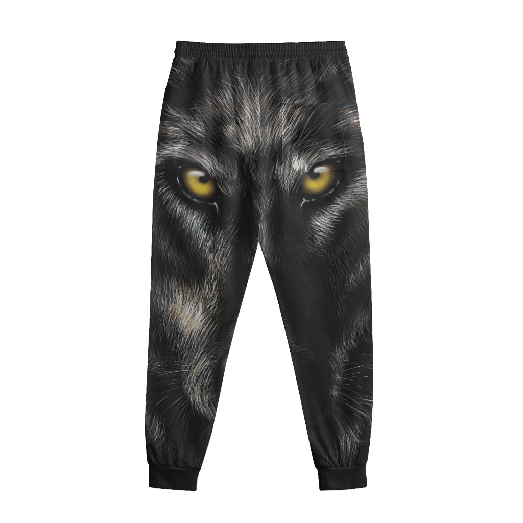 Black Wolf Portrait Print Sweatpants