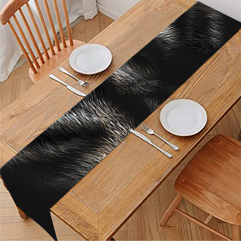 Black Wolf Portrait Print Table Runner