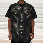 Black Wolf Portrait Print Textured Short Sleeve Shirt