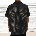 Black Wolf Portrait Print Textured Short Sleeve Shirt