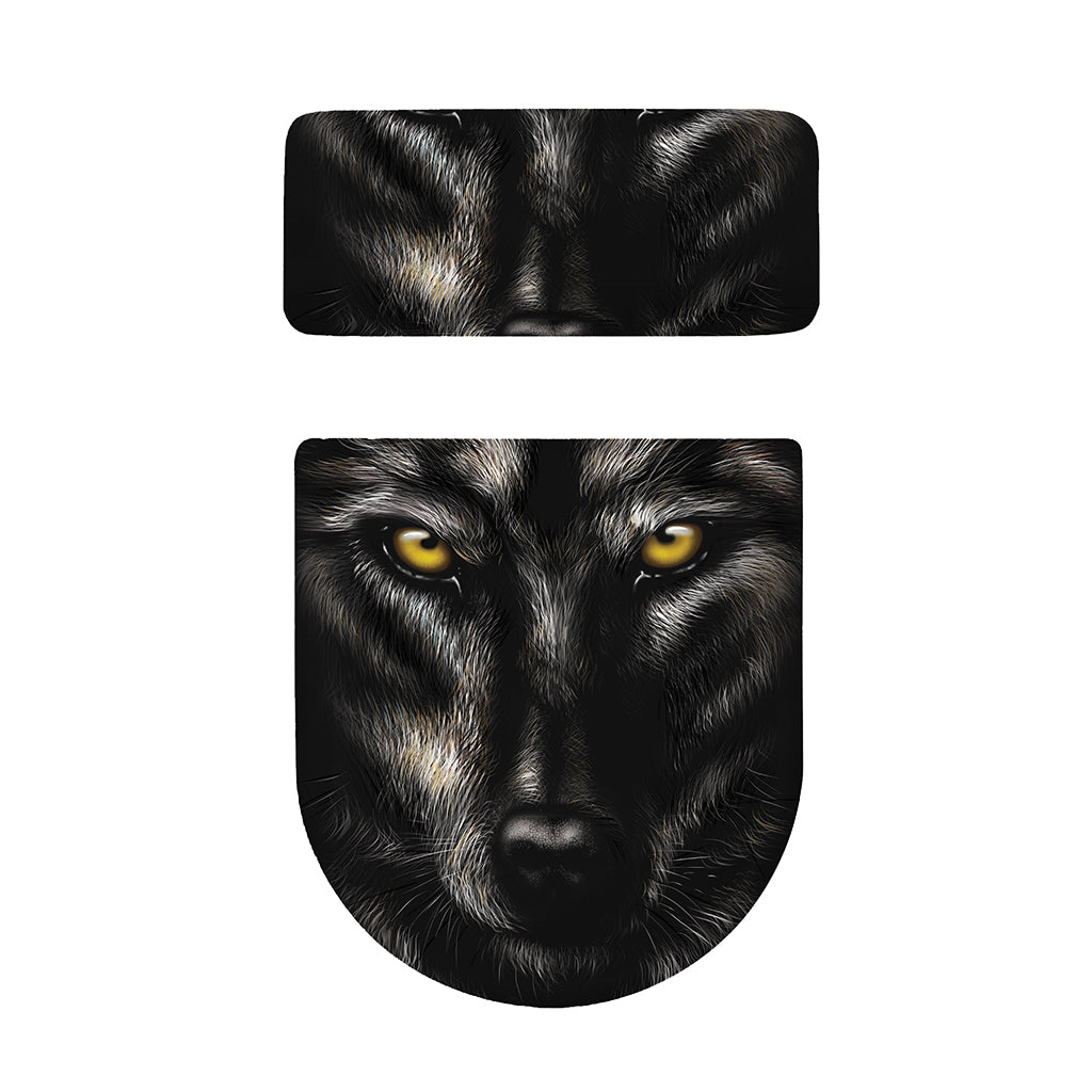 Black Wolf Portrait Print Toilet Lid And Tank Cover Set