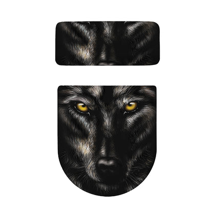Black Wolf Portrait Print Toilet Lid And Tank Cover Set