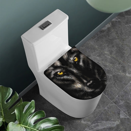 Black Wolf Portrait Print Toilet Lid Cover