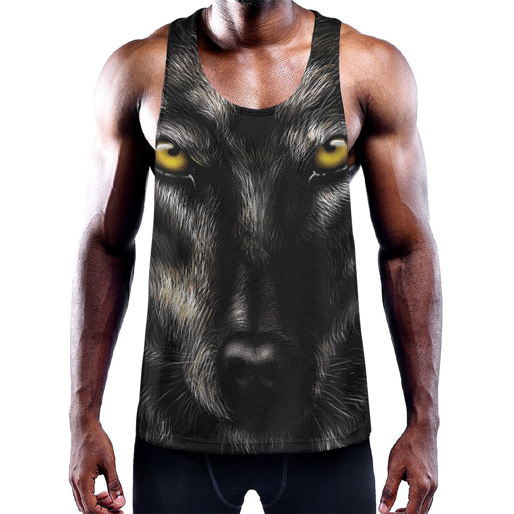 Black Wolf Portrait Print Training Tank Top