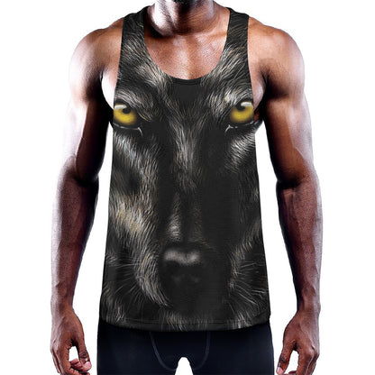 Black Wolf Portrait Print Training Tank Top