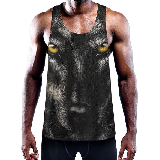 Black Wolf Portrait Print Training Tank Top