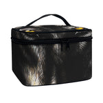 Black Wolf Portrait Print Travel Makeup Bag