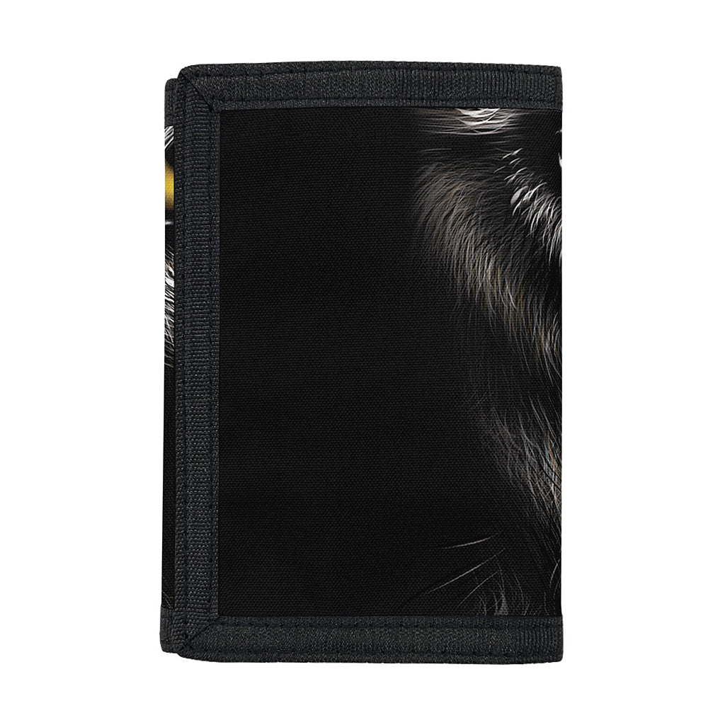 Black Wolf Portrait Print Trifold Wallet