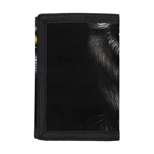 Black Wolf Portrait Print Trifold Wallet