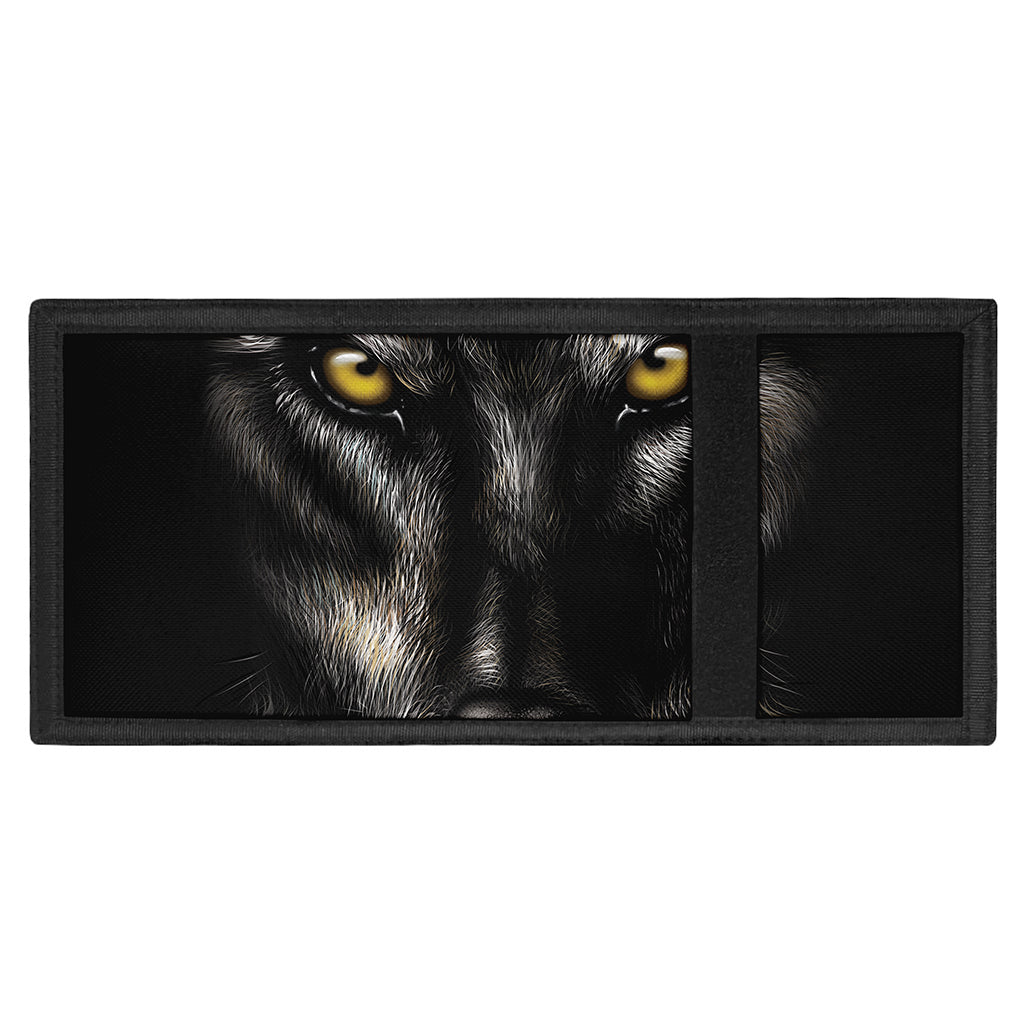 Black Wolf Portrait Print Trifold Wallet