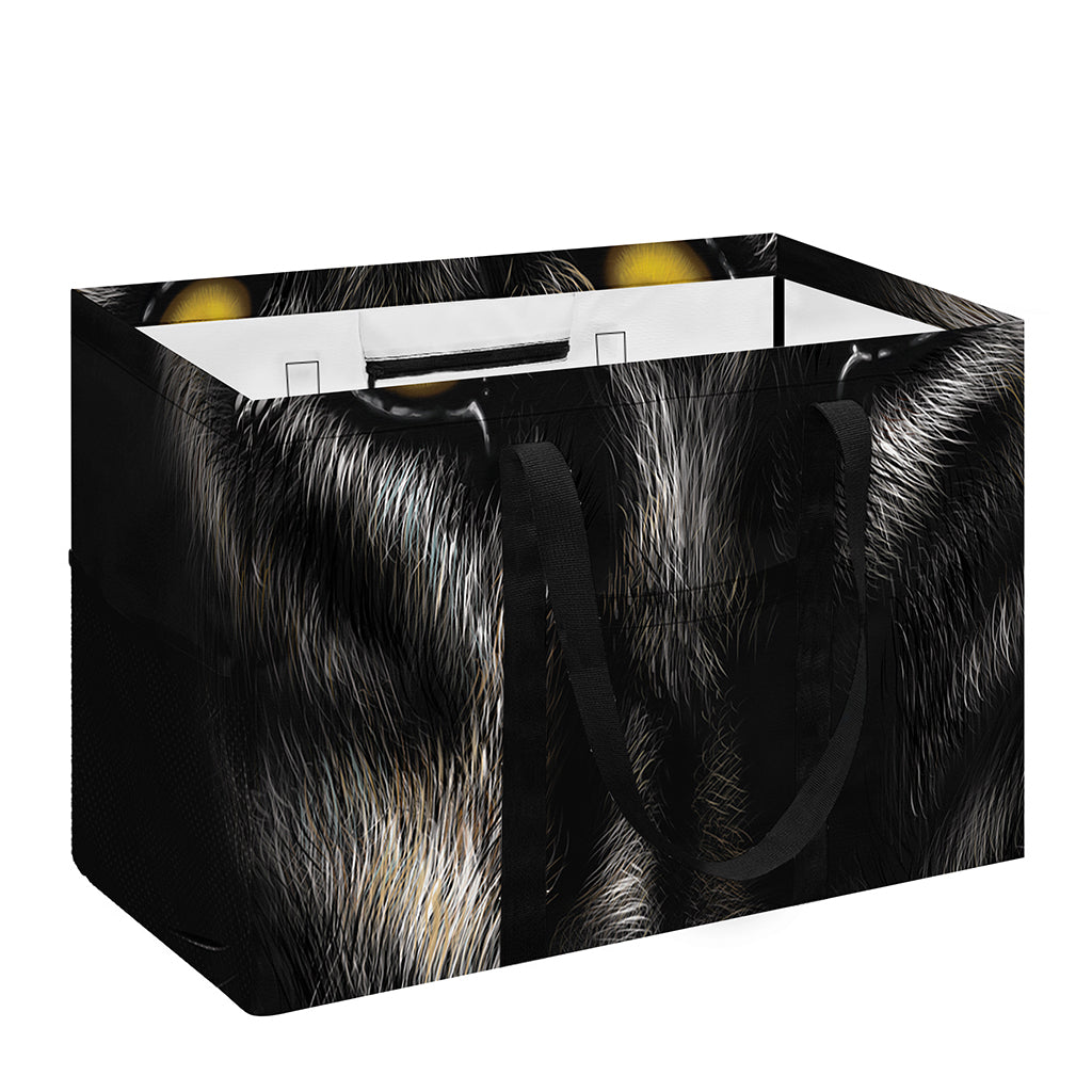 Black Wolf Portrait Print Utility Tote Bag