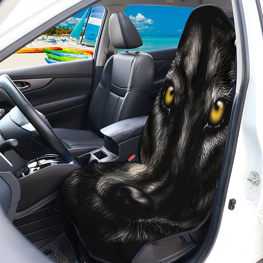 Black Wolf Portrait Print Waterproof Car Seat Cover