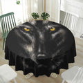 Black Wolf Portrait Print Waterproof Round Tablecloth