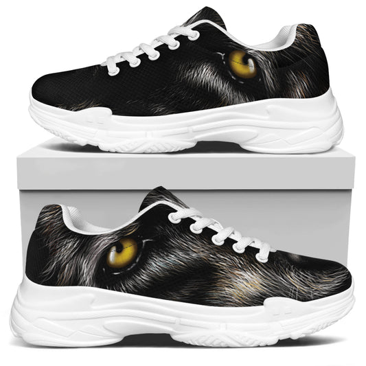 Black Wolf Portrait Print White Chunky Shoes