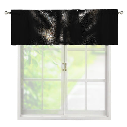 Black Wolf Portrait Print Window Valance
