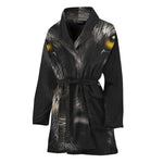 Black Wolf Portrait Print Women's Bathrobe