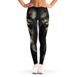 Black Wolf Portrait Print Women's Leggings