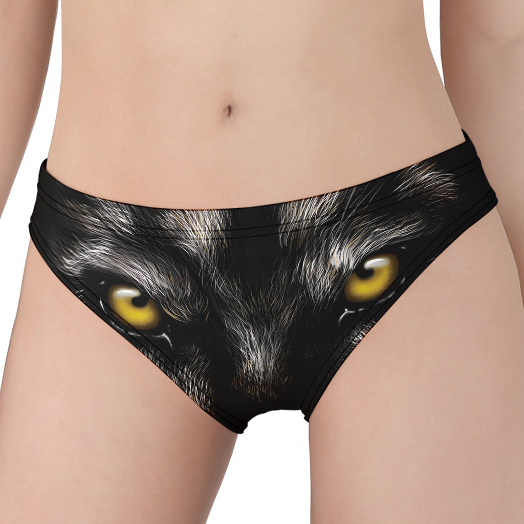 Black Wolf Portrait Print Women's Panties