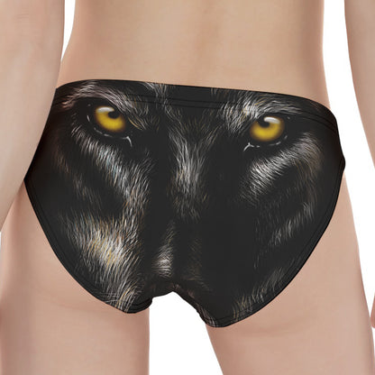 Black Wolf Portrait Print Women's Panties