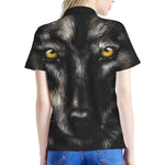 Black Wolf Portrait Print Women's Polo Shirt