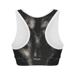 Black Wolf Portrait Print Women's Sports Bra