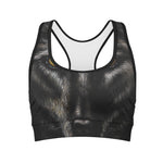 Black Wolf Portrait Print Women's Sports Bra