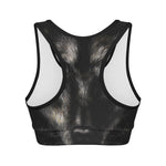 Black Wolf Portrait Print Women's Sports Bra