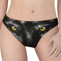 Black Wolf Portrait Print Women's Thong