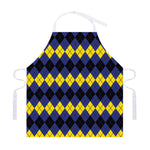 Black Yellow And Blue Argyle Print Adjustable Apron