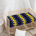 Black Yellow And Blue Argyle Print Baby Crib Sheet