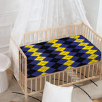 Black Yellow And Blue Argyle Print Baby Crib Sheet