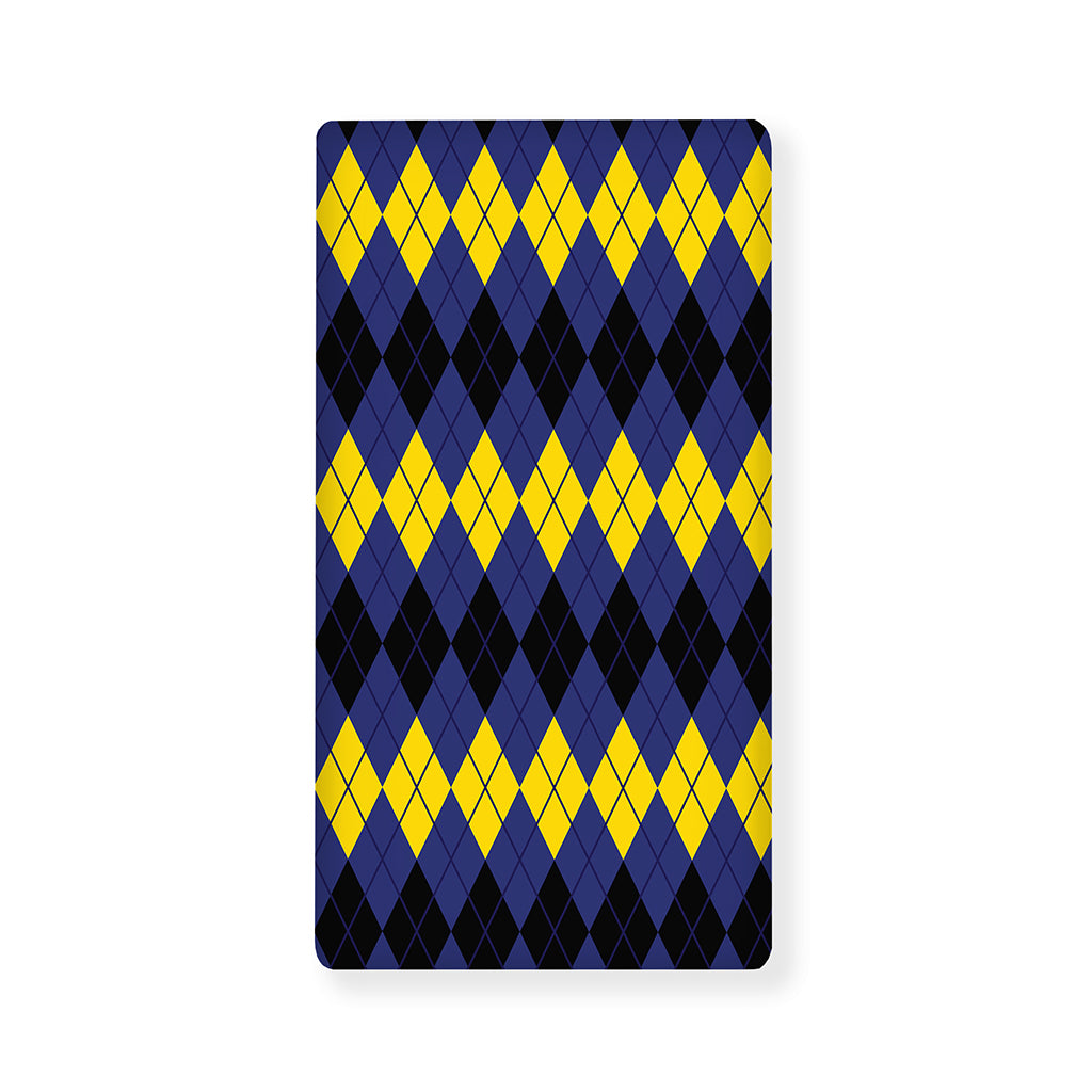 Black Yellow And Blue Argyle Print Baby Crib Sheet