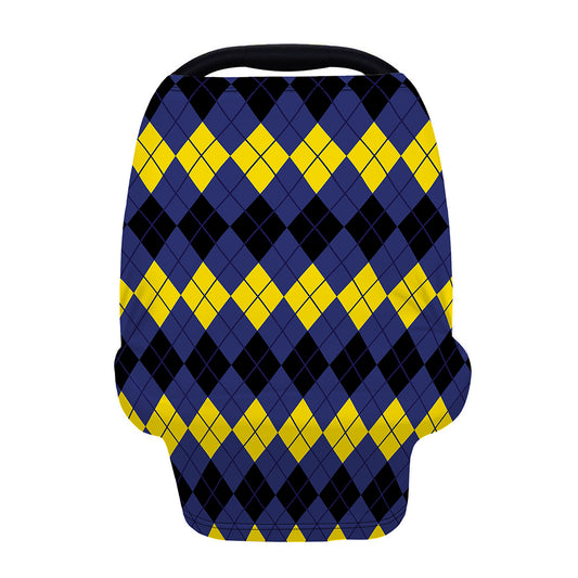 Black Yellow And Blue Argyle Print Baby Seat Cover